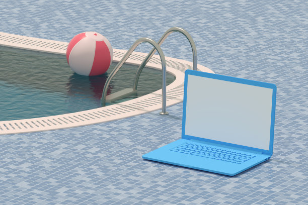 关于游泳馆的黑屏笔记本电脑暑假旅游概念图片下载