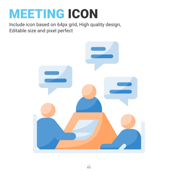 会议图标矢量与平坦的颜色风格孤立在白色背景。矢量插图展示标志符号图标概念的商业，金融，行业，公司，应用程序，网络和所有项目图片下载