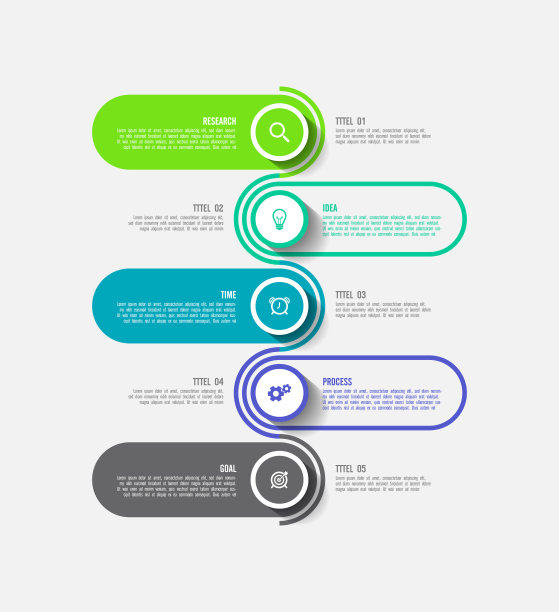 平面信息图形商业模板圈彩色与5步图片下载