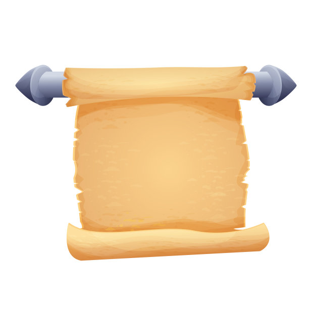 羊皮卷上的棍子卡通风格孤立在白色背景上。游戏资产，设计元素。古代,中世纪的纸。矢量图图片下载