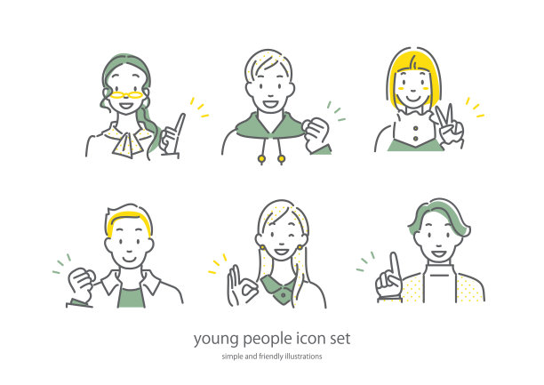 年轻人，简单的插图图片下载