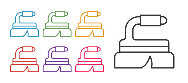 设置线刷清洁图标孤立在白色背景。清洁服务理念。设置图标丰富多彩。向量图片下载
