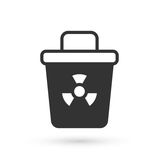 灰色传染性废物图标孤立在白色背景上。存放放射性废物的容器。垃圾站或者容器。Biohazardous物质。向量图片下载