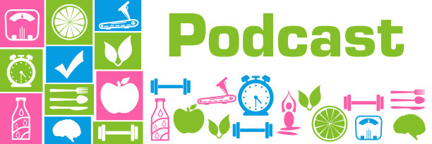 播客绿蓝粉红健康符号网格左右图片下载