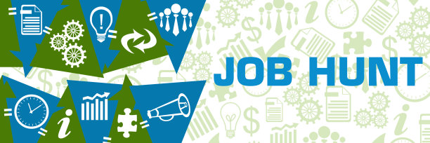 求职英语:绿色蓝色三角形商业符号水平图片下载