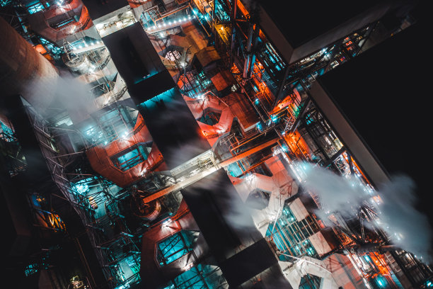 夜间燃煤发电站图片下载