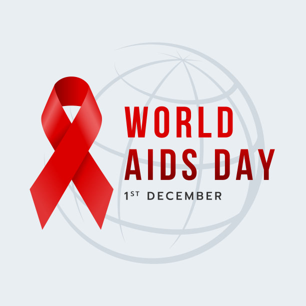 世界艾滋病日横幅-红色丝带意识标志上的抽象线条绘制全局纹理背景矢量设计图片下载