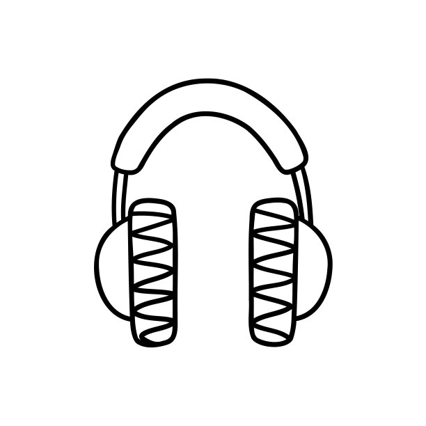 涂鸦手绘耳机。在白色背景上的矢量插图。图片下载