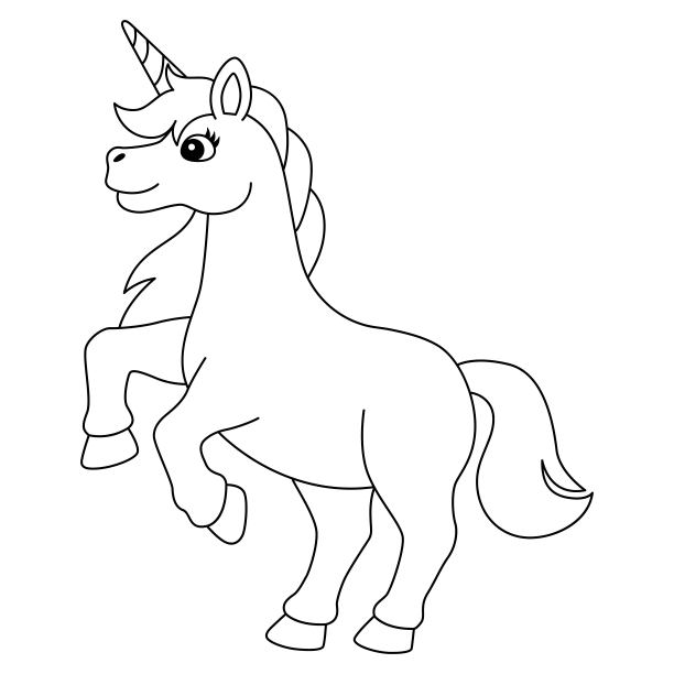 独角兽在糖果地着色页面孤立图片下载