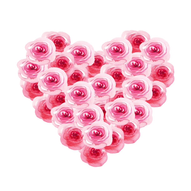 玫瑰的心。水彩插图。手画图片下载