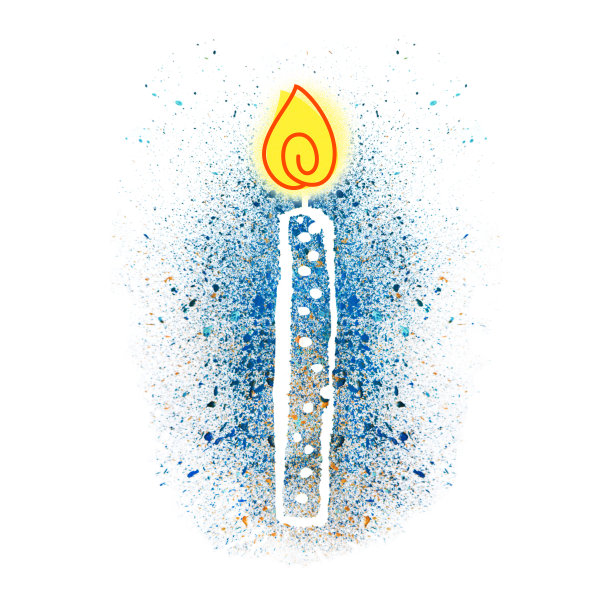 插图蓝色蜡烛生日快乐聚会庆祝卡图片下载