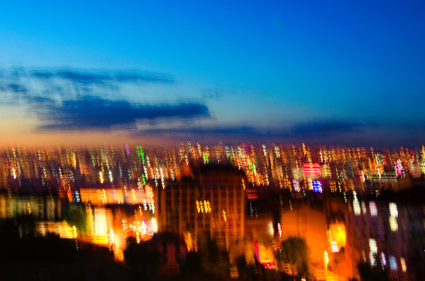 摘要夜光景观安卡拉城市。照明建筑物的模糊视图。安卡拉。火鸡图片下载