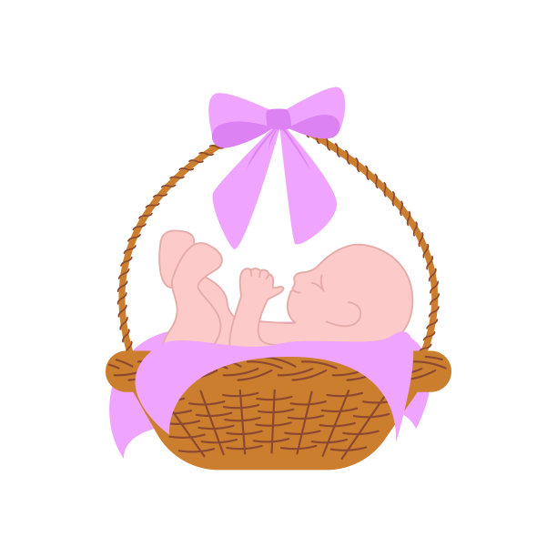 篮子里的小女孩带着粉红色的蝴蝶结图片下载