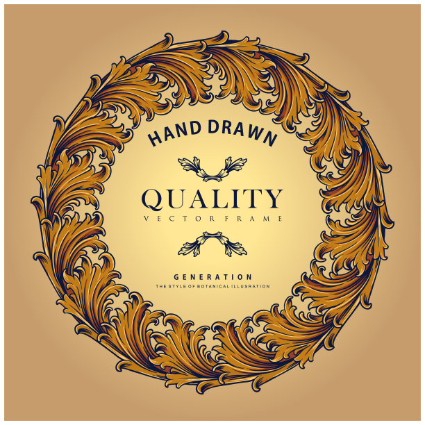 复古的黄金框架蓬勃装饰矢量插图图片下载