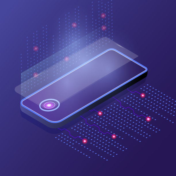 现代3D发光手机在透视与反射。矢量插图。模板，背景电话在等距图片下载