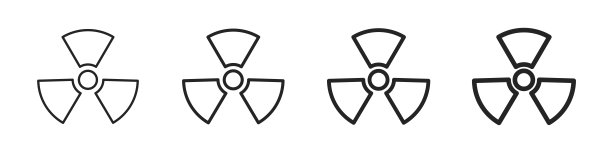 核图标集孤立在白色背景上。辐射危害警告。螺旋桨标志象征着放射性污染。矢量图图片下载