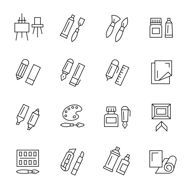 美术用品行图标集图片下载