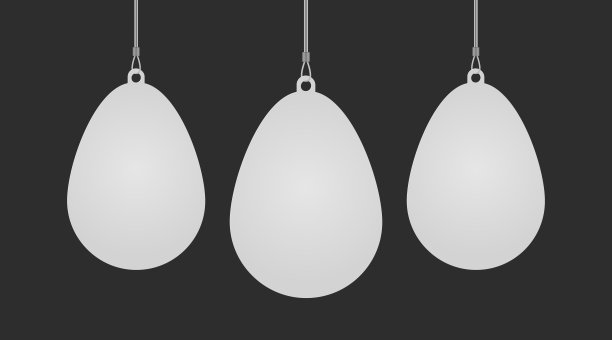 从天花板上悬挂的椭圆吊坠套逼真的模型图片下载