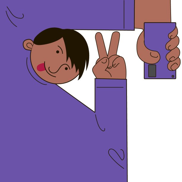 这家伙在用手机自拍。股票矢量插图在平坦的涂鸦风格孤立在白色背景图片下载