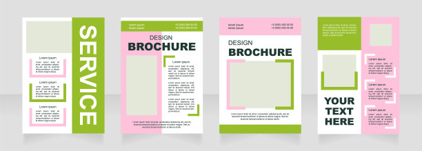 创意工作室空白宣传册布局设计。代理服务。垂直海报模板设置为文本的空复制空间。预先制作的公司报告收集。可编辑的传单纸页图片下载