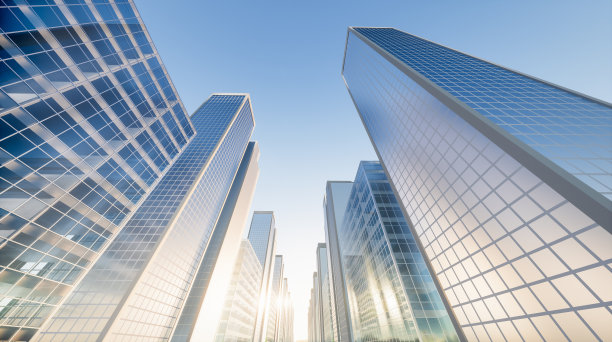 高层建筑背景、企业概念、商业和金融中心的三维渲染。图片下载