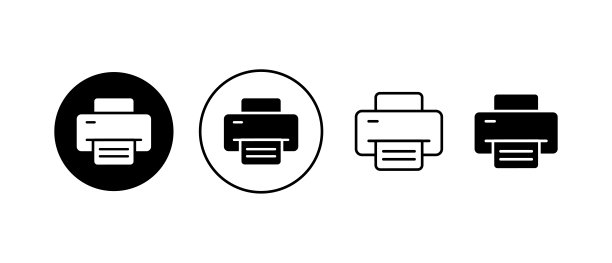 打印矢量图标设置。打印机的象征。打印文档图标在不同的风格插图图片下载