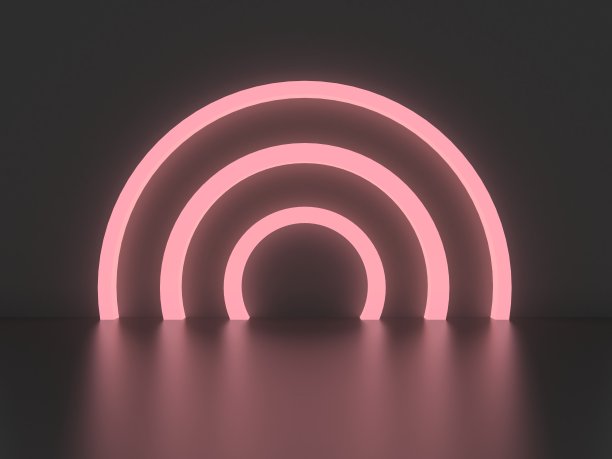 站在霓虹灯3d渲染图片下载