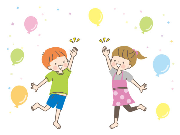 微笑的孩子们和背景积极地举起他们的手图片下载