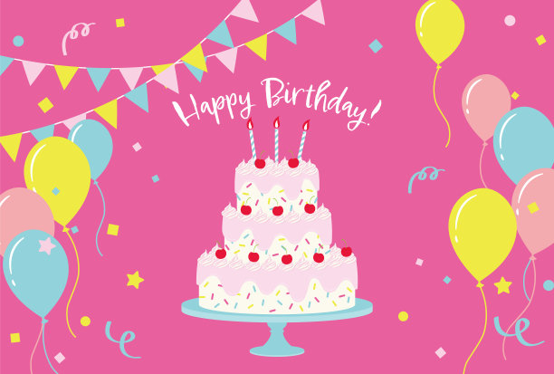 节日向量背景与横幅，卡片，传单，社交媒体壁纸等生日蛋糕。图片下载