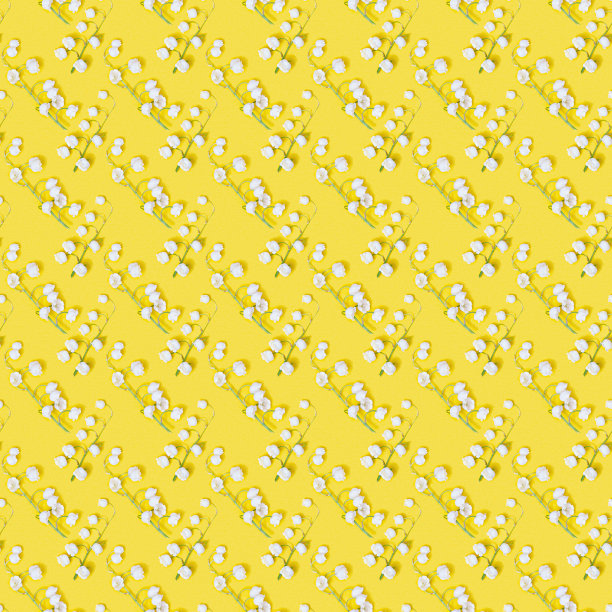 创意图案与春天的花白色百合的山谷黄色季节花卉设计。图片下载