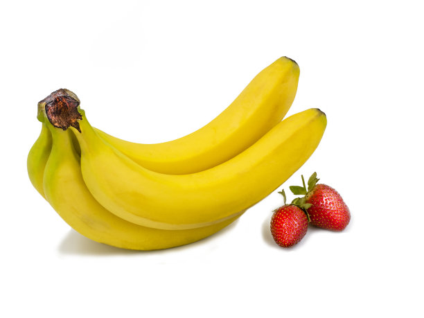 单独的水果，香蕉和草莓。图片下载