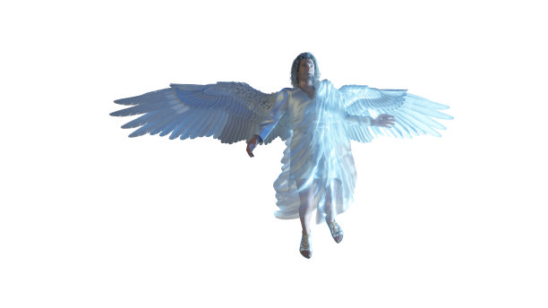 圣经天使与大的白色翅膀飞行渲染3d图片下载