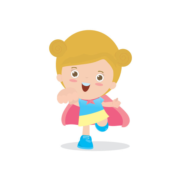 向量插图的儿童超级英雄穿着漫画服装孤立在白色背景图片下载