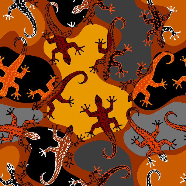 无缝矢量正方形图案。布朗蜥蜴模式。图片下载