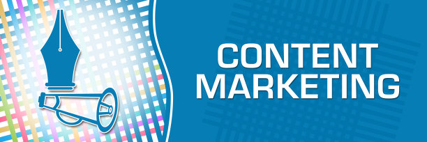 内容营销蓝色左网格水平图片下载