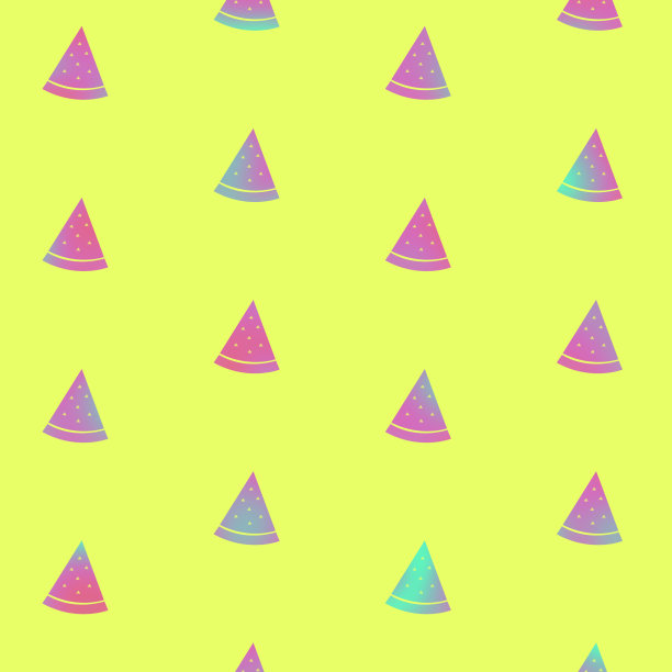 西瓜片图案在充满活力的梯度全息霓虹灯颜色。概念艺术。最小的超现实主义的背景。西瓜片的无缝图案。俯视图图片下载