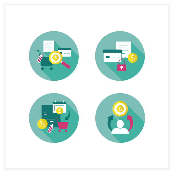 金融素养平面图标集图片下载