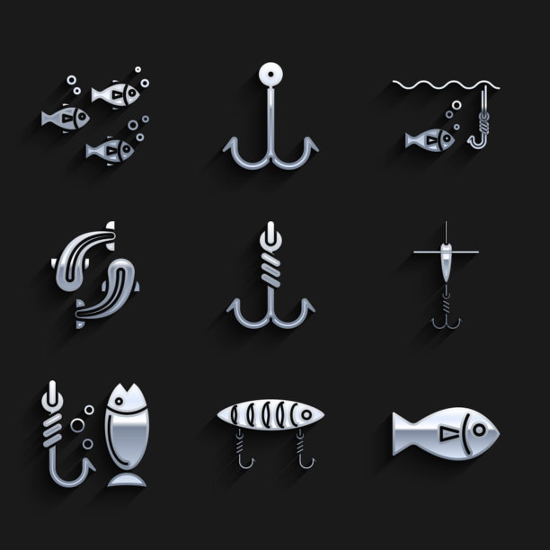 设置鱼钩、鱼饵和浮在水下图片下载