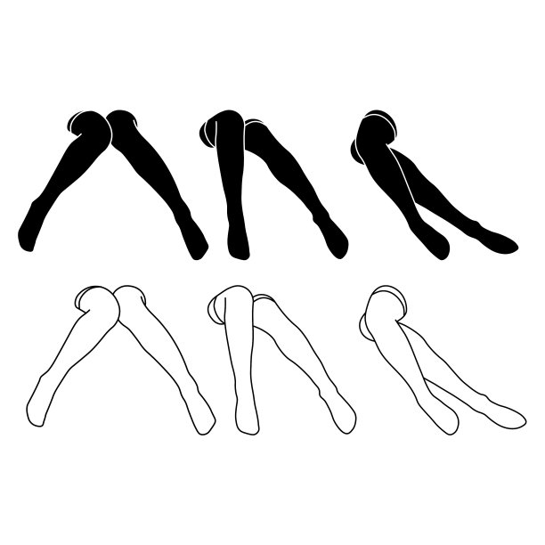 女人袜子轮廓和剪影简单极简主义矢量图标。女性的腿。轮廓吸引脚，矢量插图。白色背景的女性腿部病媒。图片下载