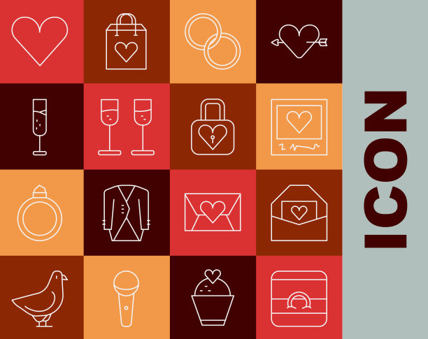 套线结婚戒指信封与情人节图片下载