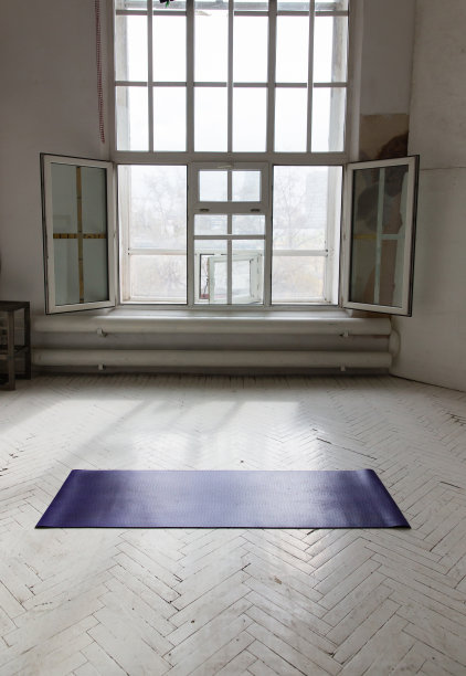 室内有瑜伽垫的健身房图片下载