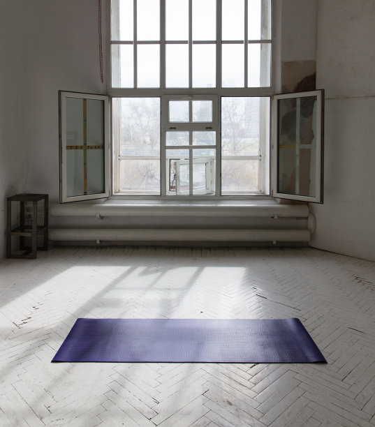 室内有瑜伽垫的健身房图片下载
