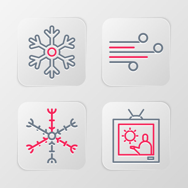 设置线天气预报，雪花，风和图标。向量图片下载