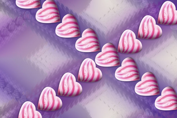情人节糖果心形粉紫色礼物包装盒节日背景交错心形图案情人卡图片下载