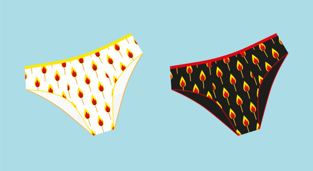 一套有燃烧火柴图案的女性内衣图片下载