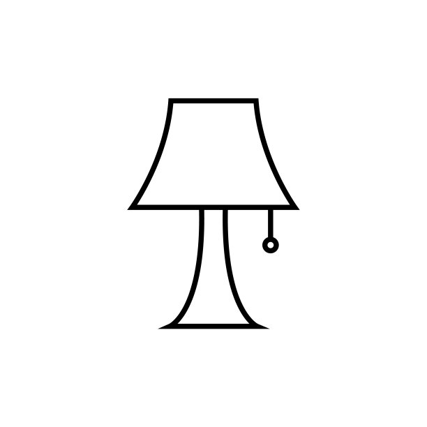 灯罩线条图标，矢量轮廓标志孤立在白色背景上图片下载