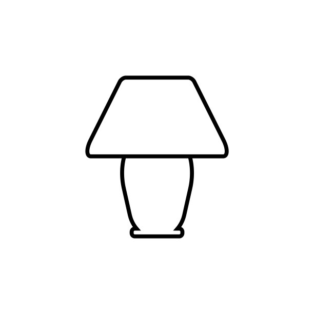 灯罩线条图标，矢量轮廓标志孤立在白色背景上图片下载