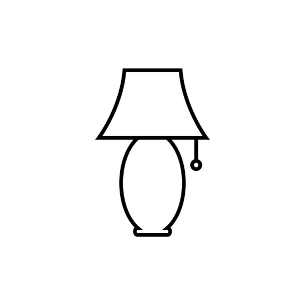 灯罩线条图标，矢量轮廓标志孤立在白色背景上图片下载
