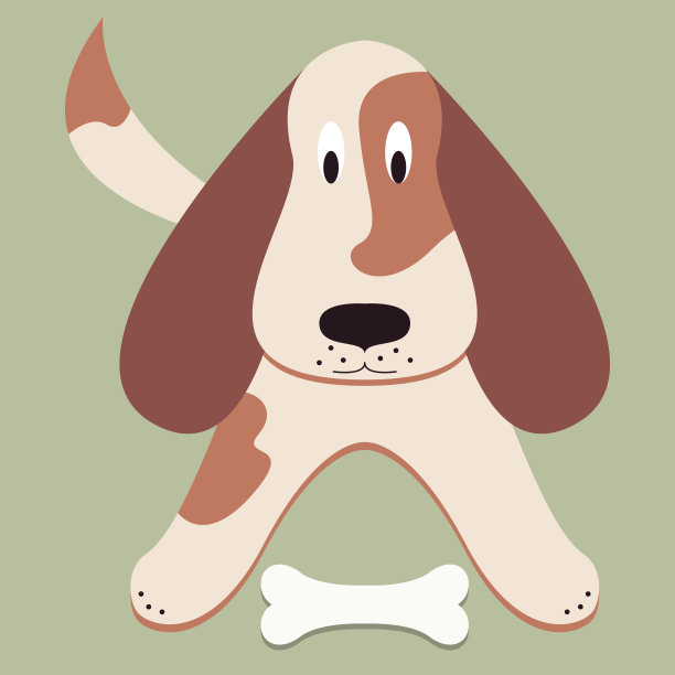 可爱的小狗耷拉着耳朵站在骨头前图片下载