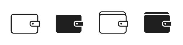 钱包图标设置孤立在白色背景上。金融或支付概念。矢量图图片下载